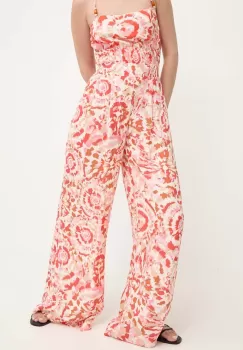 Answear Lab pantaloni femei, culoarea portocaliu, lat, high waist imagine