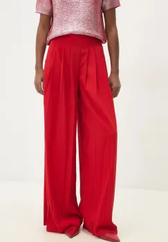 Answear Lab pantaloni femei, culoarea rosu, lat, high waist imagine