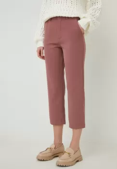 Answear Lab pantaloni femei, culoarea roz, drept, high waist imagine
