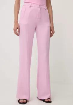 Answear Lab pantaloni femei, culoarea roz, drept, high waist imagine