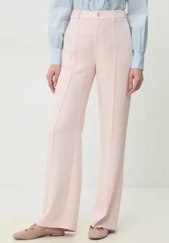 Answear Lab pantaloni femei, culoarea roz, lat, high waist imagine