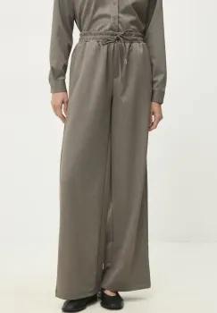 Answear Lab pantaloni femei, culoarea verde, drept, high waist imagine