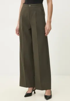 Answear Lab pantaloni femei, culoarea verde, fason chinos, high waist imagine