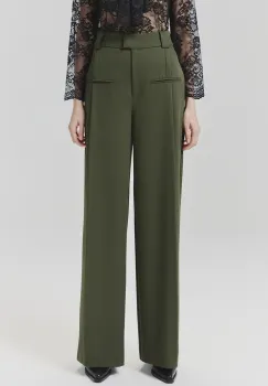 Answear Lab pantaloni femei, culoarea verde, lat, high waist imagine