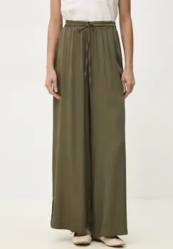 Answear Lab pantaloni femei, culoarea verde, lat, high waist imagine