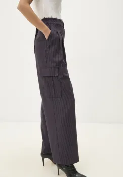 Answear Lab pantaloni femei, culoarea violet, drept, high waist imagine