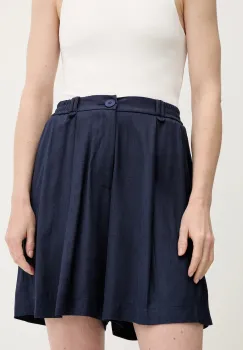 Answear Lab pantaloni scurti cu in culoarea albastru marin, neted, high waist imagine