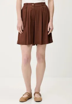 Answear Lab pantaloni scurti cu in culoarea maro, neted, high waist imagine
