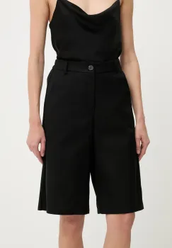 Answear Lab pantaloni scurti cu in culoarea negru, neted, high waist imagine