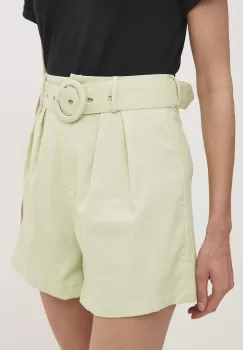 Answear Lab pantaloni scurti cu in culoarea verde, neted, high waist imagine