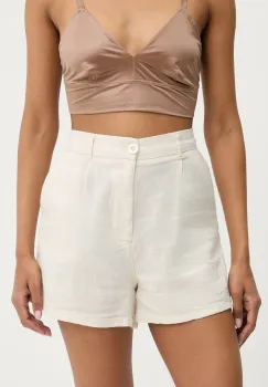 Answear Lab pantaloni scurti culoarea bej, neted, high waist imagine
