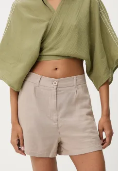 Answear Lab pantaloni scurti culoarea bej, neted, high waist imagine