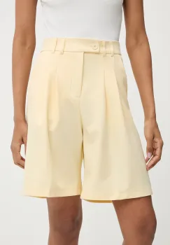 Answear Lab pantaloni scurti culoarea galben, neted, high waist imagine