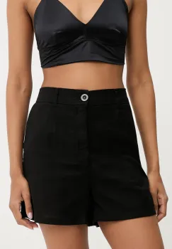 Answear Lab pantaloni scurti culoarea negru, neted, high waist imagine