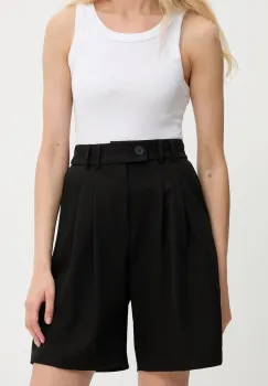 Answear Lab pantaloni scurti culoarea negru, neted, high waist imagine