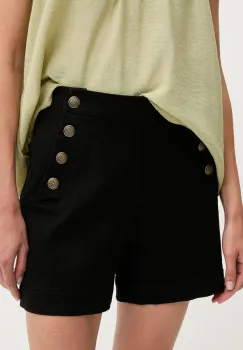 Answear Lab pantaloni scurti culoarea negru, neted, high waist imagine