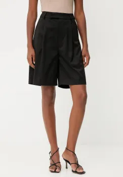 Answear.LAB pantaloni scurti culoarea negru, neted, high waist imagine