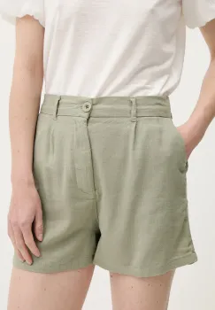 Answear Lab pantaloni scurti culoarea verde, neted, high waist imagine