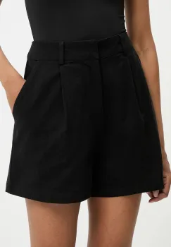 Answear Lab pantaloni scurti din bumbac culoarea negru, neted, high waist imagine