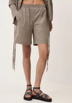 Answear Lab pantaloni scurti din bumbac culoarea verde, neted, high waist imagine