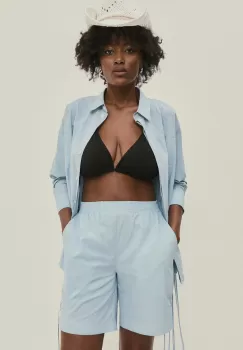 Answear Lab pantaloni scurti din bumbac neted, high waist imagine