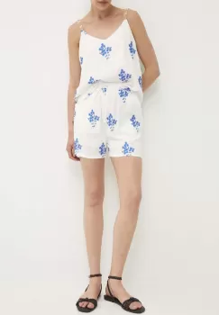 Answear Lab pantaloni scurti din in culoarea alb, modelator, high waist imagine