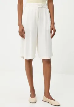 Answear Lab pantaloni scurti din in culoarea alb, neted, high waist imagine