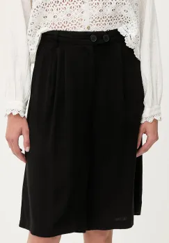 Answear Lab pantaloni scurti din in culoarea negru, neted, high waist imagine