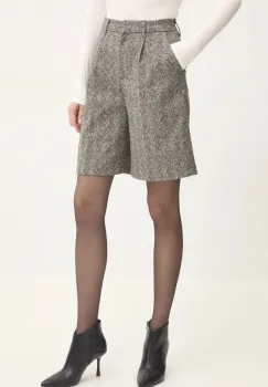 Answear Lab pantaloni scurti din lana culoarea gri, modelator, high waist imagine