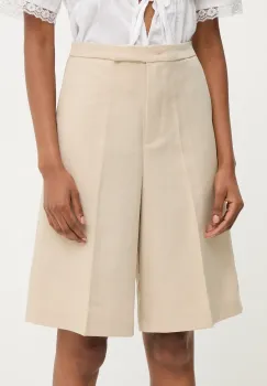 Answear Lab pantaloni scurti femei, culoarea bej, neted, high waist imagine