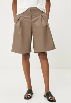 Answear Lab pantaloni scurti femei, culoarea bej, neted, high waist imagine