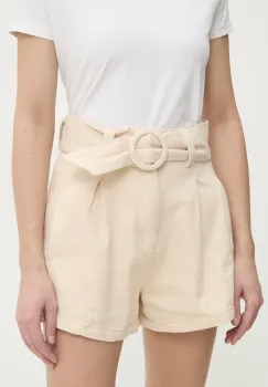 Answear Lab pantaloni scurti femei, culoarea bej, neted, high waist imagine