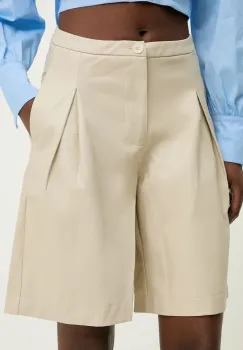 Answear Lab pantaloni scurti femei, culoarea bej, neted, high waist imagine
