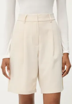 Answear Lab pantaloni scurti femei, culoarea bej, neted, high waist imagine