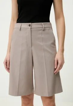 Answear Lab pantaloni scurti femei, culoarea bej, neted, high waist imagine