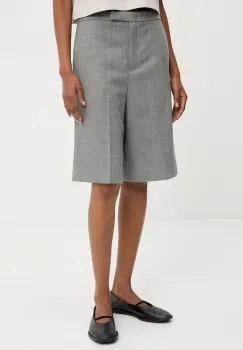 Answear Lab pantaloni scurti femei, culoarea gri, neted, high waist imagine