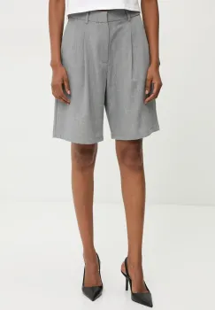 Answear Lab pantaloni scurti femei, culoarea gri, neted, high waist imagine