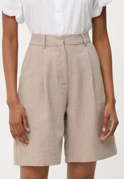 Answear Lab pantaloni scurti femei, culoarea maro, neted, high waist imagine