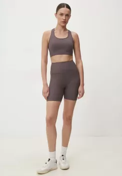 Answear Lab pantaloni scurti femei, culoarea maro, neted, high waist imagine
