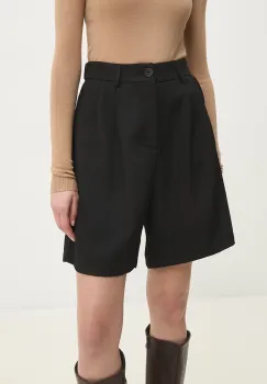 Answear Lab pantaloni scurti femei, culoarea negru, neted, high waist imagine