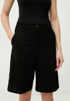 Answear Lab pantaloni scurti femei, culoarea negru, neted, high waist imagine