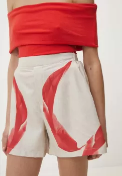 Answear Lab pantaloni scurti femei, culoarea rosu, high waist imagine