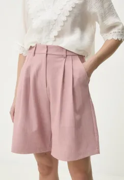 Answear Lab pantaloni scurti femei, culoarea roz, neted, high waist imagine