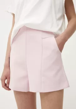 Answear Lab pantaloni scurti femei, culoarea roz, neted, high waist imagine