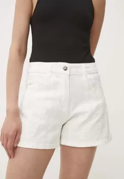 Answear Lab pantaloni scurti jeans femei, culoarea alb, modelator, high waist imagine