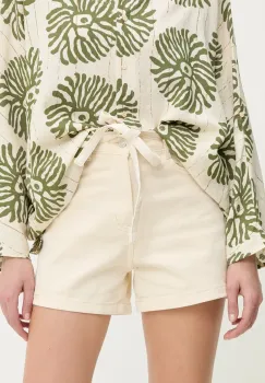 Answear Lab pantaloni scurti jeans femei, culoarea bej, neted, high waist imagine
