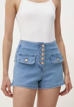 Answear Lab pantaloni scurti jeans femei, neted, high waist imagine