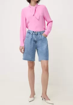 Answear Lab pantaloni scurti jeans femei, neted, high waist imagine