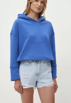 Answear Lab pantaloni scurti jeans femei, neted, high waist imagine