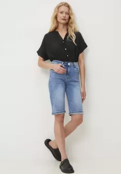 Answear Lab pantaloni scurti jeans femei, neted, high waist imagine